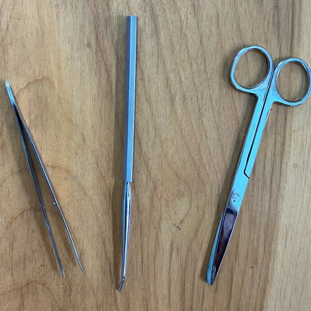 Biology Dissection Kit includes Forceps, Dissecting Probe, Surgical Scissors